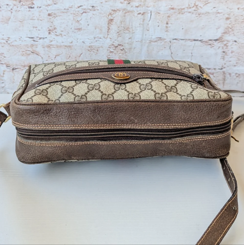GUCCI VINTAGE GG MONOGRAM CANVAS LEATHER WOMEN'S SHOULDER CROSSBODY BAG - Picture 7 of 12